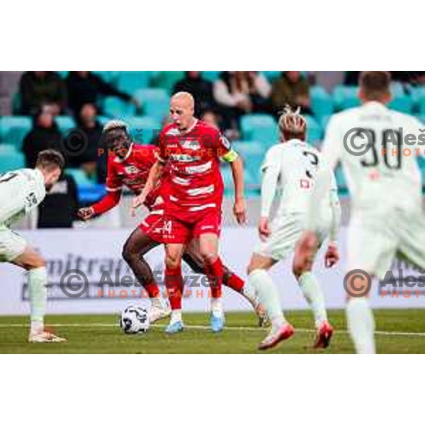 Tomislav Jagic in action during Prva liga Telemach 2025/2026 football match between Olimpija and Aluminij in SRC Stozice, Ljubljana, Slovenia on October 3, 2025