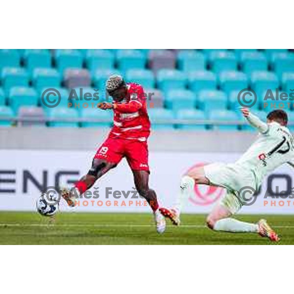 Wisdom Sule in action during Prva liga Telemach 2025/2026 football match between Olimpija and Aluminij in SRC Stozice, Ljubljana, Slovenia on October 3, 2025
