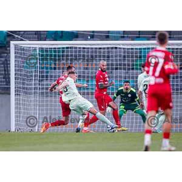 Ivan Durdov and Amir Feratovic in action during Prva liga Telemach 2025/2026 football match between Olimpija and Aluminij in SRC Stozice, Ljubljana, Slovenia on October 3, 2025