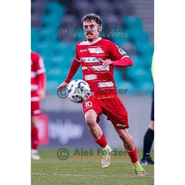 Emir Saitoski in action during Prva liga Telemach 2025/2026 football match between Olimpija and Aluminij in SRC Stozice, Ljubljana, Slovenia on October 3, 2025