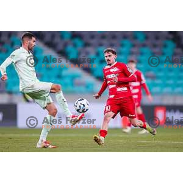 Emir Saitoski in action during Prva liga Telemach 2025/2026 football match between Olimpija and Aluminij in SRC Stozice, Ljubljana, Slovenia on October 3, 2025