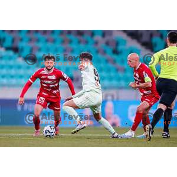 in action during Prva liga Telemach 2025/2026 football match between Olimpija and Aluminij in SRC Stozice, Ljubljana, Slovenia on October 3, 2025