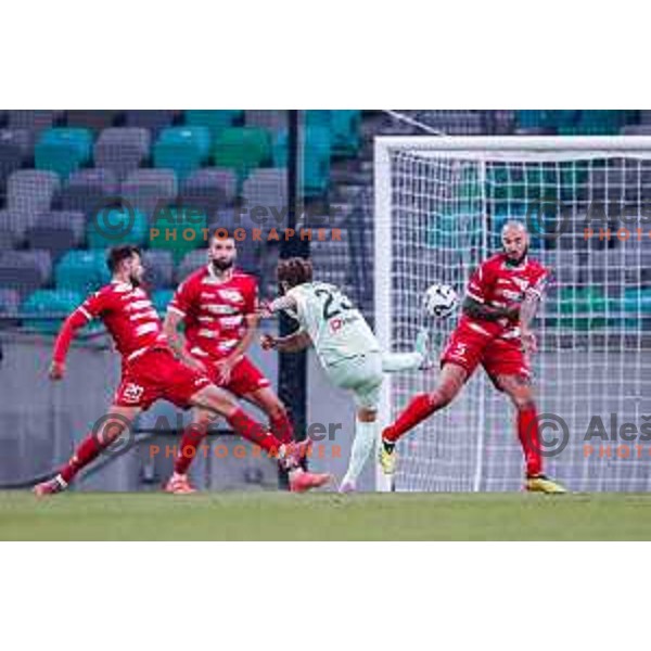 in action during Prva liga Telemach 2025/2026 football match between Olimpija and Aluminij in SRC Stozice, Ljubljana, Slovenia on October 3, 2025