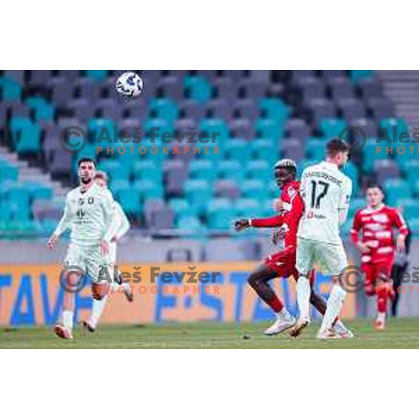 in action during Prva liga Telemach 2025/2026 football match between Olimpija and Aluminij in SRC Stozice, Ljubljana, Slovenia on October 3, 2025