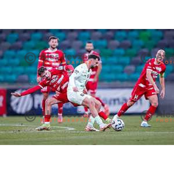 in action during Prva liga Telemach 2025/2026 football match between Olimpija and Aluminij in SRC Stozice, Ljubljana, Slovenia on October 3, 2025