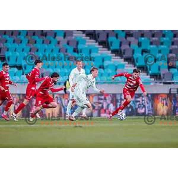 in action during Prva liga Telemach 2025/2026 football match between Olimpija and Aluminij in SRC Stozice, Ljubljana, Slovenia on October 3, 2025