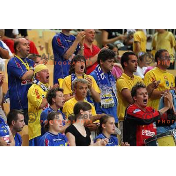 Cimos fans at handball match Cimos Koper- Trimo Trebnje in the final of slovenian Supercup, played in Bonifika, Koper 6.9.2008. Cimos Koper won 37:26 