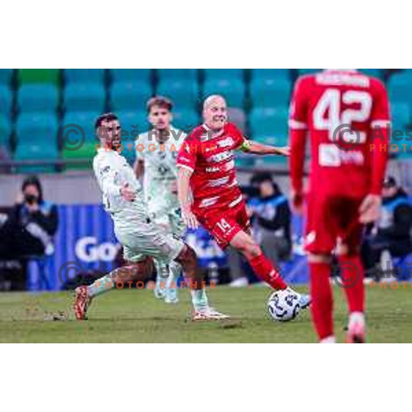 Tomislav Jagic in action during Prva liga Telemach 2025/2026 football match between Olimpija and Aluminij in SRC Stozice, Ljubljana, Slovenia on October 3, 2025