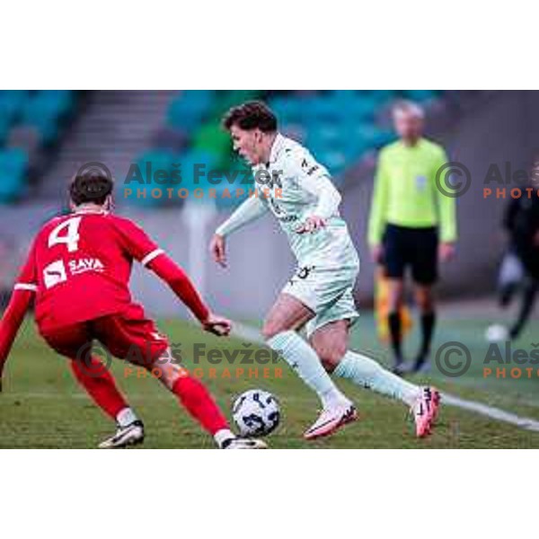 in action during Prva liga Telemach 2025/2026 football match between Olimpija and Aluminij in SRC Stozice, Ljubljana, Slovenia on October 3, 2025