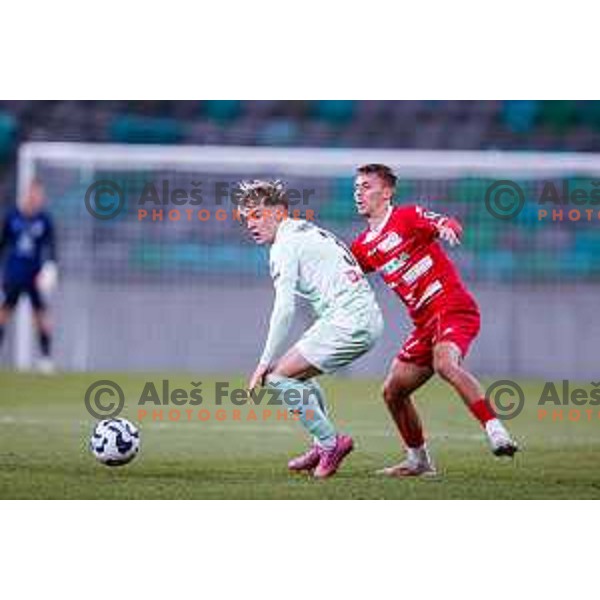 Jost Urbancic in action during Prva liga Telemach 2025/2026 football match between Olimpija and Aluminij in SRC Stozice, Ljubljana, Slovenia on October 3, 2025
