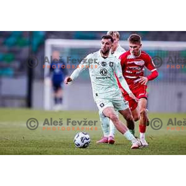 in action during Prva liga Telemach 2025/2026 football match between Olimpija and Aluminij in SRC Stozice, Ljubljana, Slovenia on October 3, 2025