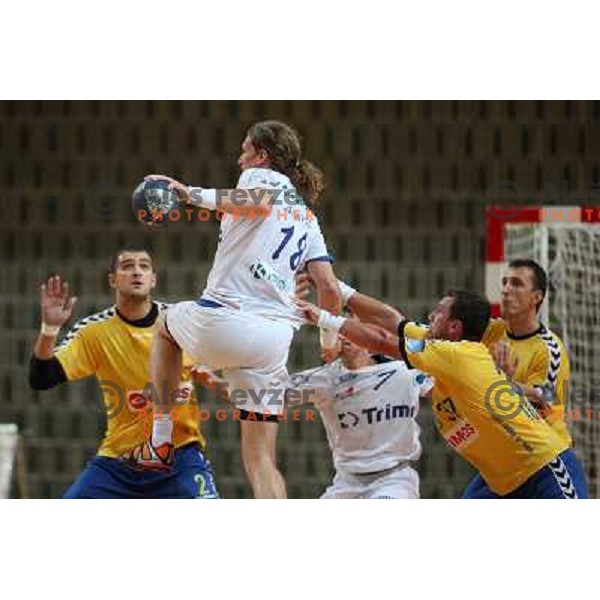 Miklavcic, Jovicic at handball match Cimos Koper- Trimo Trebnje in the final of slovenian Supercup, played in Bonifika, Koper 6.9.2008. Cimos Koper won 37:26 