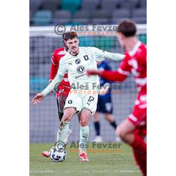 in action during Prva liga Telemach 2025/2026 football match between Olimpija and Aluminij in SRC Stozice, Ljubljana, Slovenia on October 3, 2025