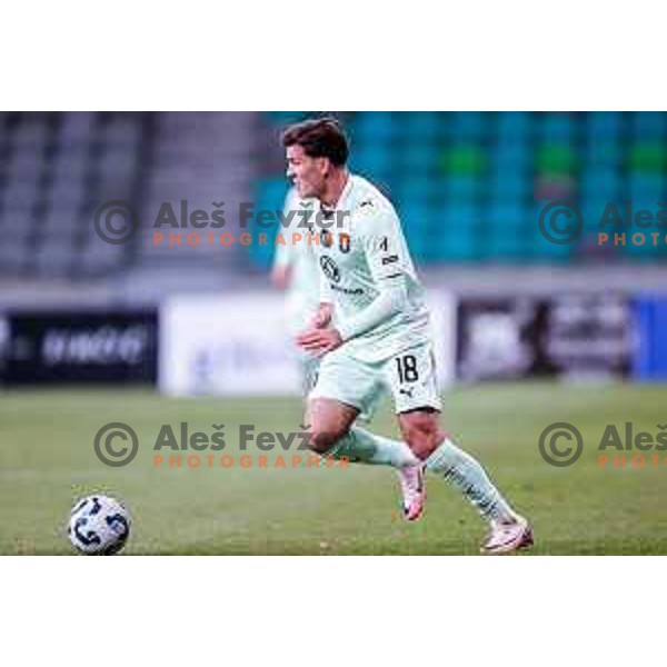 in action during Prva liga Telemach 2025/2026 football match between Olimpija and Aluminij in SRC Stozice, Ljubljana, Slovenia on October 3, 2025