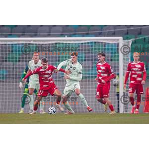 in action during Prva liga Telemach 2025/2026 football match between Olimpija and Aluminij in SRC Stozice, Ljubljana, Slovenia on October 3, 2025