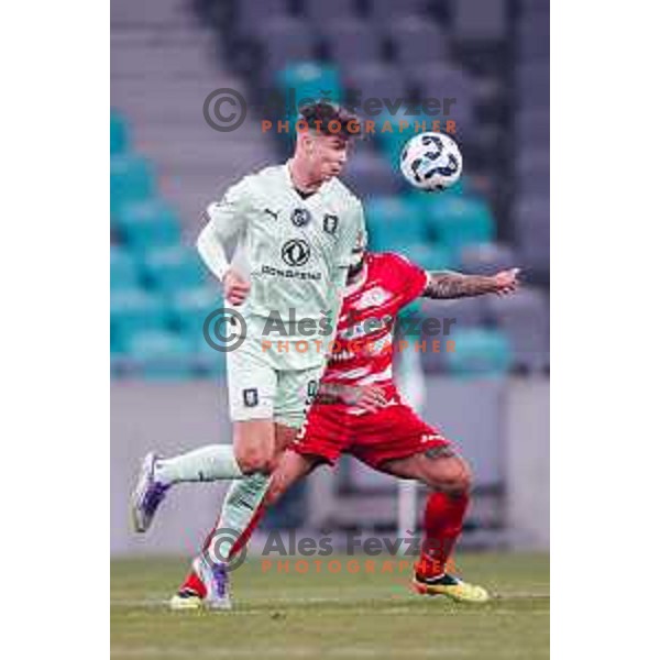 in action during Prva liga Telemach 2025/2026 football match between Olimpija and Aluminij in SRC Stozice, Ljubljana, Slovenia on October 3, 2025