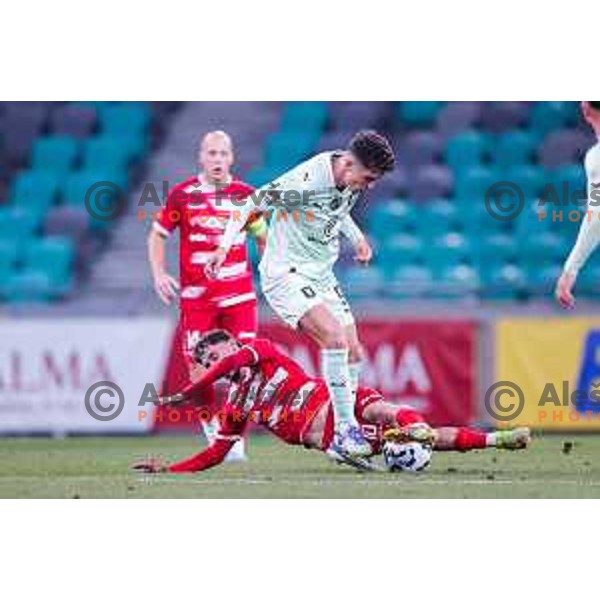 in action during Prva liga Telemach 2025/2026 football match between Olimpija and Aluminij in SRC Stozice, Ljubljana, Slovenia on October 3, 2025
