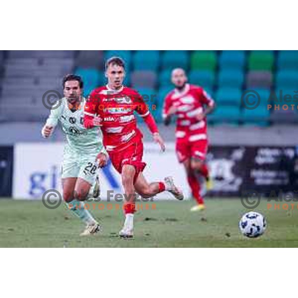 in action during Prva liga Telemach 2025/2026 football match between Olimpija and Aluminij in SRC Stozice, Ljubljana, Slovenia on October 3, 2025