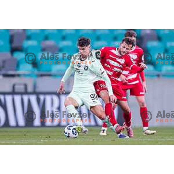 in action during Prva liga Telemach 2025/2026 football match between Olimpija and Aluminij in SRC Stozice, Ljubljana, Slovenia on October 3, 2025