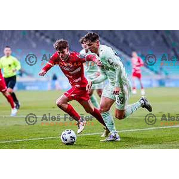 in action during Prva liga Telemach 2025/2026 football match between Olimpija and Aluminij in SRC Stozice, Ljubljana, Slovenia on October 3, 2025