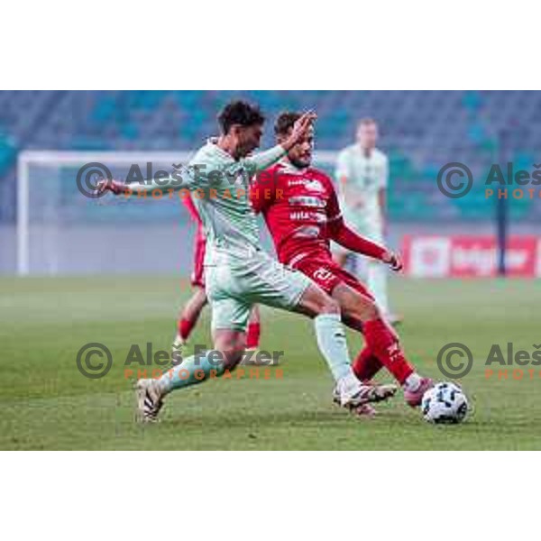 in action during Prva liga Telemach 2025/2026 football match between Olimpija and Aluminij in SRC Stozice, Ljubljana, Slovenia on October 3, 2025