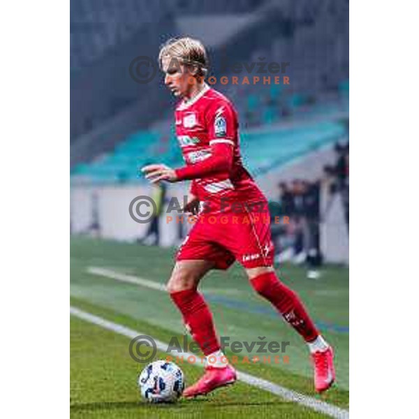 in action during Prva liga Telemach 2025/2026 football match between Olimpija and Aluminij in SRC Stozice, Ljubljana, Slovenia on October 3, 2025