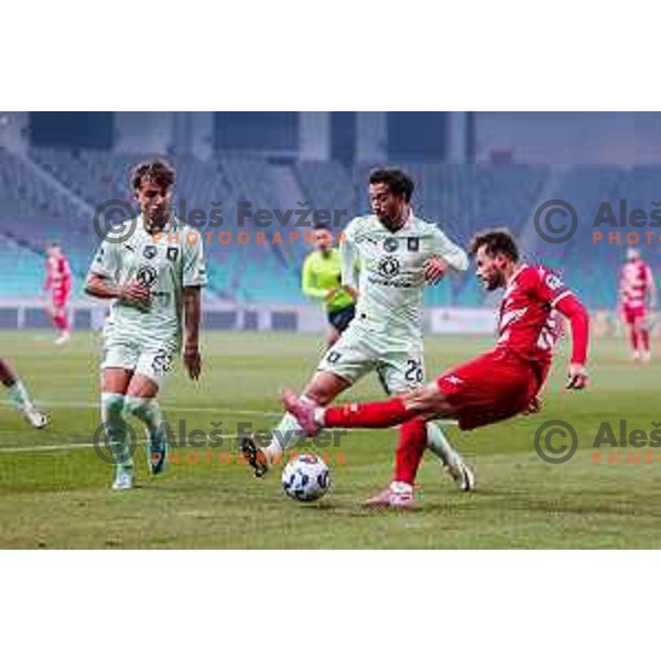 in action during Prva liga Telemach 2025/2026 football match between Olimpija and Aluminij in SRC Stozice, Ljubljana, Slovenia on October 3, 2025
