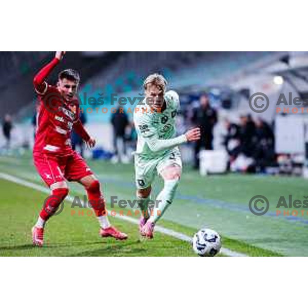 Jost Urbancic in action during Prva liga Telemach 2025/2026 football match between Olimpija and Aluminij in SRC Stozice, Ljubljana, Slovenia on October 3, 2025
