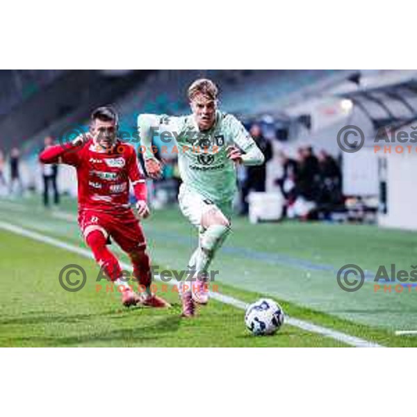 Jost Urbancic in action during Prva liga Telemach 2025/2026 football match between Olimpija and Aluminij in SRC Stozice, Ljubljana, Slovenia on October 3, 2025