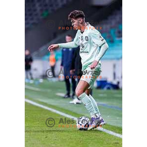 in action during Prva liga Telemach 2025/2026 football match between Olimpija and Aluminij in SRC Stozice, Ljubljana, Slovenia on October 3, 2025