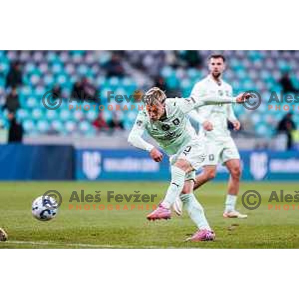 Jost Urbancic in action during Prva liga Telemach 2025/2026 football match between Olimpija and Aluminij in SRC Stozice, Ljubljana, Slovenia on October 3, 2025