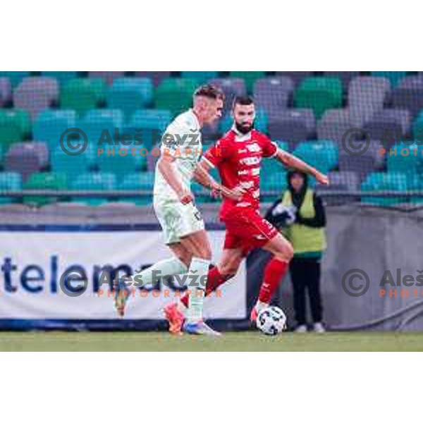 Ivan Durdov and Aleskandar Zeljkovic in action during Prva liga Telemach 2025/2026 football match between Olimpija and Aluminij in SRC Stozice, Ljubljana, Slovenia on October 3, 2025