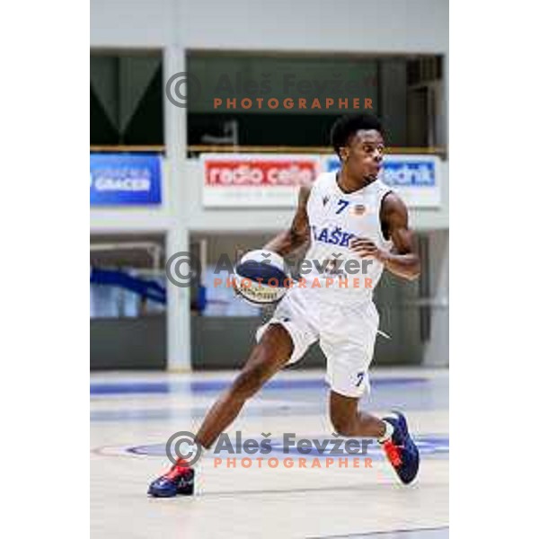 Nigel Scantlebury in action during OTP Bank League 2025/2026 basketball match between Lasko and Rogaska in Tri Lilije Hall, Lasko, Slovenia on October 4, 2025
