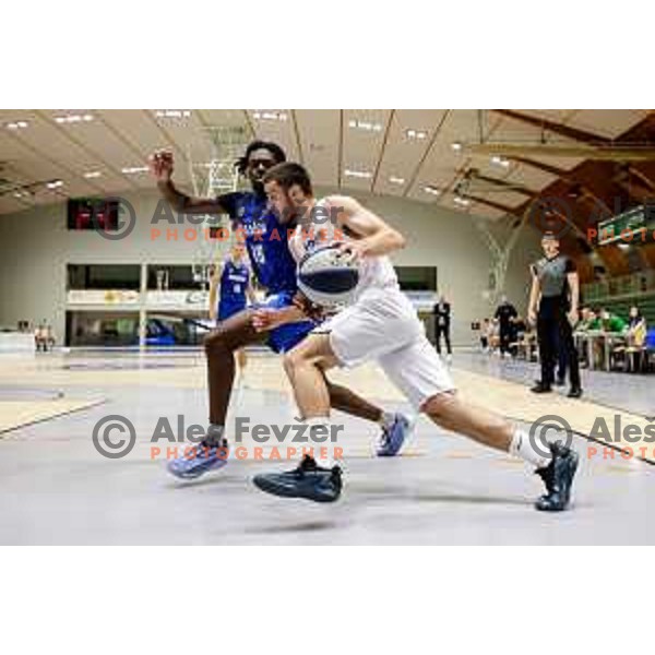 in action during OTP Bank League 2025/2026 basketball match between Lasko and Rogaska in Tri Lilije Hall, Lasko, Slovenia on October 4, 2025