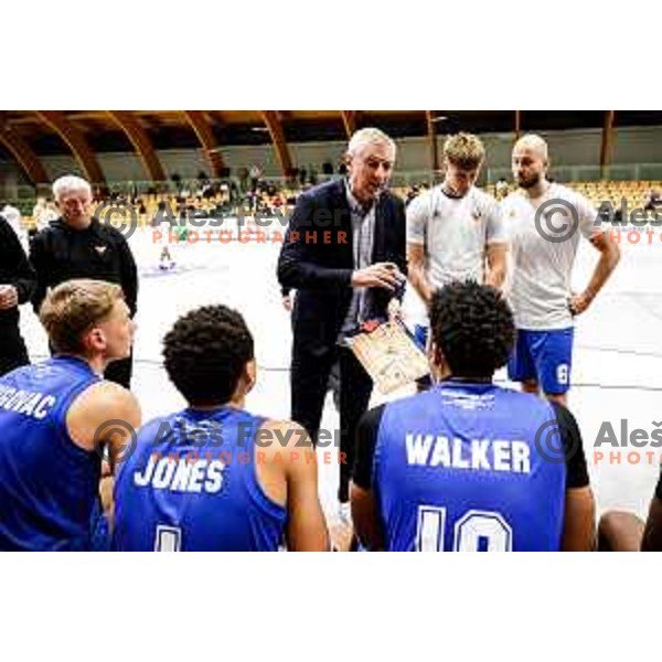 Damjan Novakovic, head coach of Rogaska during OTP Bank League 2025/2026 basketball match between Lasko and Rogaska in Tri Lilije Hall, Lasko, Slovenia on October 4, 2025