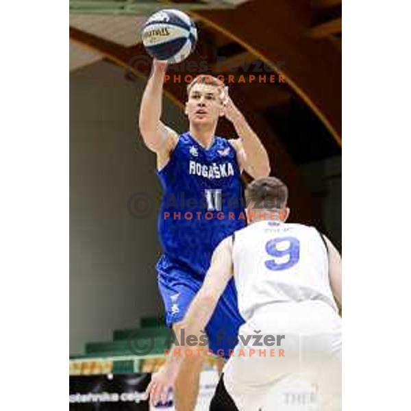Val Luka Jugovac in action during OTP Bank League 2025/2026 basketball match between Lasko and Rogaska in Tri Lilije Hall, Lasko, Slovenia on October 4, 2025
