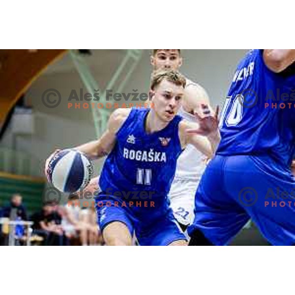 Val Luka Jugovac in action during OTP Bank League 2025/2026 basketball match between Lasko and Rogaska in Tri Lilije Hall, Lasko, Slovenia on October 4, 2025