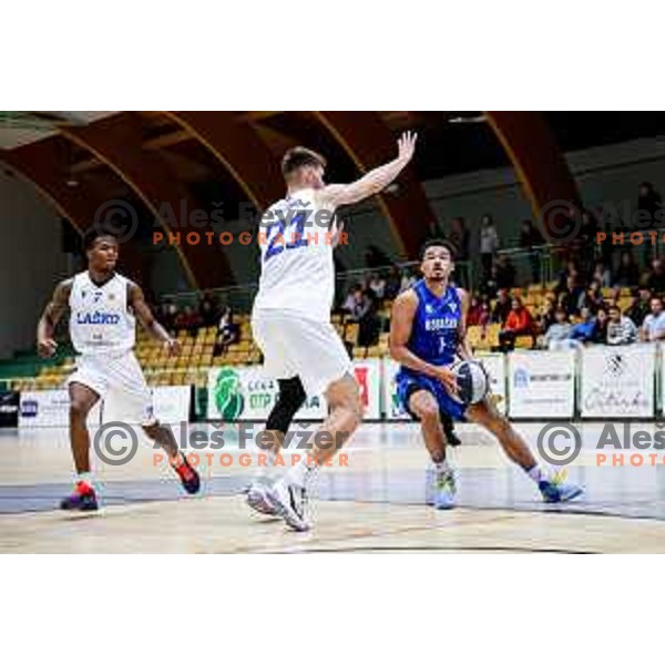 Dezmond Jones in action during OTP Bank League 2025/2026 basketball match between Lasko and Rogaska in Tri Lilije Hall, Lasko, Slovenia on October 4, 2025