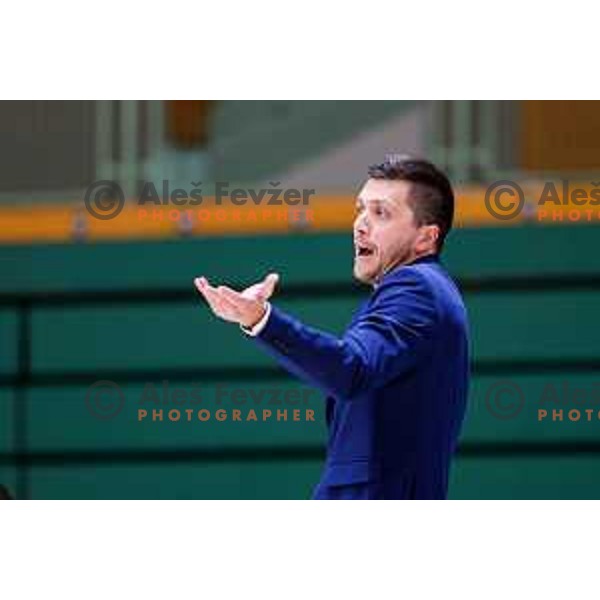 Nejc Kobal, head coach of Lasko during OTP Bank League 2025/2026 basketball match between Lasko and Rogaska in Tri Lilije Hall, Lasko, Slovenia on October 4, 2025