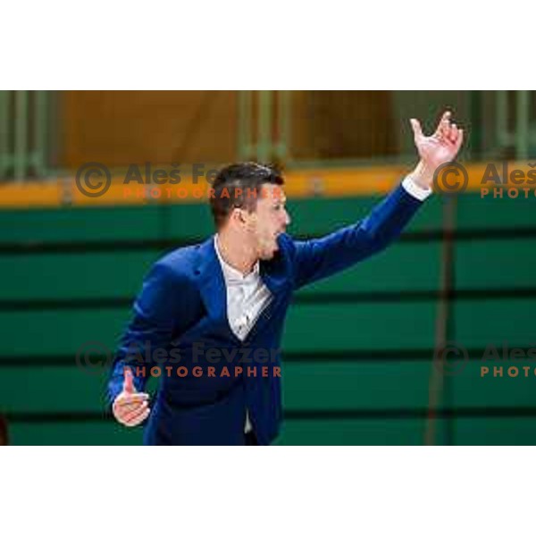 Nejc Kobal, head coach of Lasko during OTP Bank League 2025/2026 basketball match between Lasko and Rogaska in Tri Lilije Hall, Lasko, Slovenia on October 4, 2025