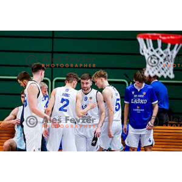 Alen Zulic of Lasko in action during OTP Bank League 2025/2026 basketball match between Lasko and Rogaska in Tri Lilije Hall, Lasko, Slovenia on October 4, 2025