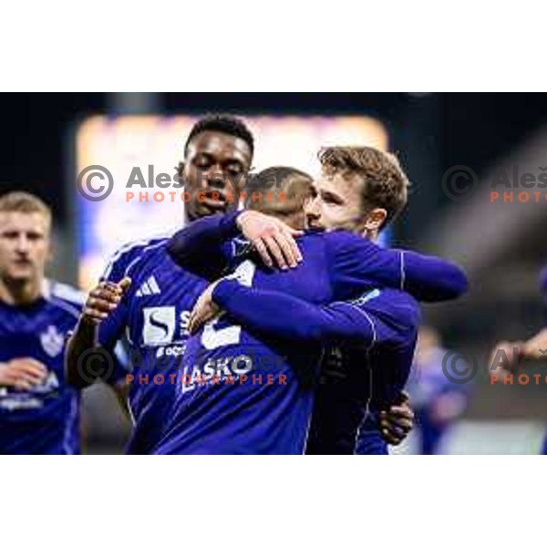 Jan Repas celebrates goal during Prva liga Telemach 2025/26 football match between NK Maribor and NK Domzale in Ljudski vrt, Maribor, Slovenia on October 4, 2025. Photo: Jure Banfi