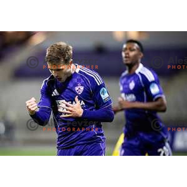 Jan Repas celebrates goal during Prva liga Telemach 2025/26 football match between NK Maribor and NK Domzale in Ljudski vrt, Maribor, Slovenia on October 4, 2025. Photo: Jure Banfi