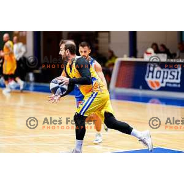 Daniel Vujasinovic in action during OTP Bank League 2025/2026 basketball match between Hopsi Polzela and Sentjur in Polzela, Slovenia on October 4, 2025 