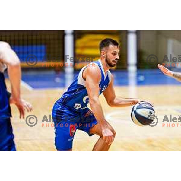 Nal Belko in action during OTP Bank League 2025/2026 basketball match between Hopsi Polzela and Sentjur in Polzela, Slovenia on October 4, 2025 