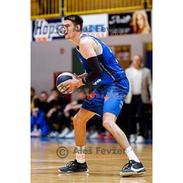 in action during OTP Bank League 2025/2026 basketball match between Hopsi Polzela and Sentjur in Polzela, Slovenia on October 4, 2025