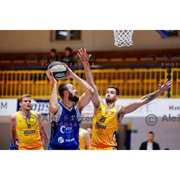 Milojko Vasilic in action during OTP Bank League 2025/2026 basketball match between Hopsi Polzela and Sentjur in Polzela, Slovenia on October 4, 2025 