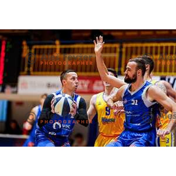 Jure Pelko in action during OTP Bank League 2025/2026 basketball match between Hopsi Polzela and Sentjur in Polzela, Slovenia on October 4, 2025 