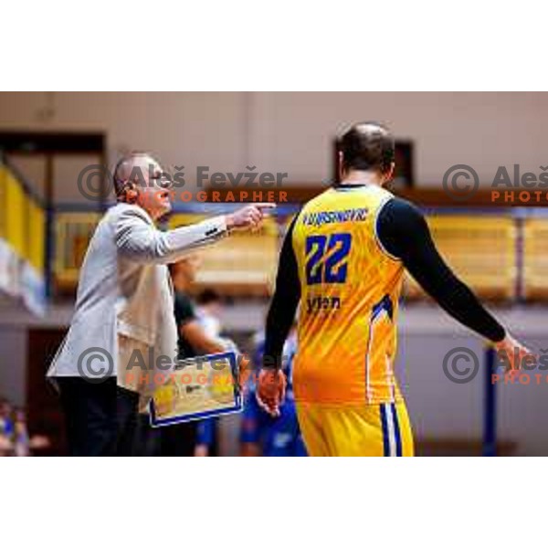 in action during OTP Bank League 2025/2026 basketball match between Hopsi Polzela and Sentjur in Polzela, Slovenia on October 4, 2025