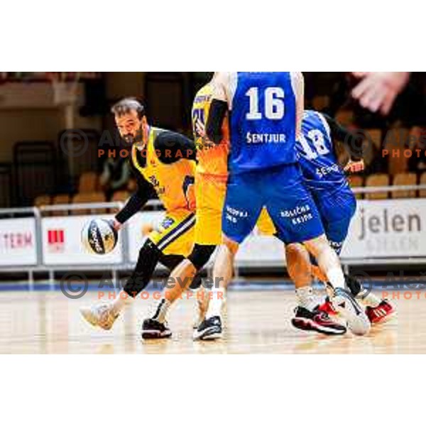 Daniel Vujasinovic in action during OTP Bank League 2025/2026 basketball match between Hopsi Polzela and Sentjur in Polzela, Slovenia on October 4, 2025 